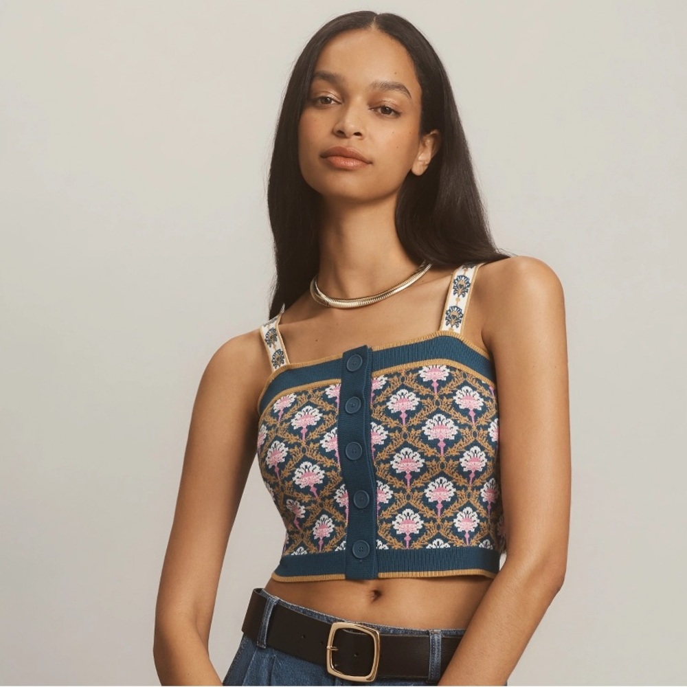 Maeve Square Neck Crop Sweater Tank